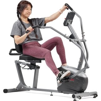 Sunny Health & Fitness Compact Performance Recumbent Bike with Dual Motion Arm Exercisers, Quick Adjust Seat & Exclusive SunnyFitÂ® App Enhanced Bluetooth Connectivity - SF-RB420032