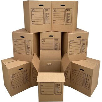 Uboxes Moving Boxes with Handles, 10 Premium Large, 18 x 18 x 24, Brown, BOXINDSLAR10