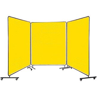 VEVOR Welding Screen 6' x 6' 3 Panel Welding Curtain Flame Retardant W/Frame and Wheels, Translucent Welding Shield, Flame Resistance Weld Curtain, Adjustable Size (12 Wheels)