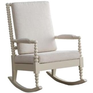 Acme Tristin Fabric Upholstered Rocking Chair in Cream and White