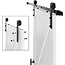 COSHOMER 32in x 80in MDF Sliding Barn Door with 6FT Barn Door Hardware Kit & Handle, Pre-Drilled Holes Easy Assembly -Solid Barn Door Slab Covered with Water-Proof PVC Surface, White, K-Frame