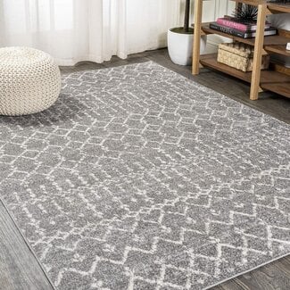 JONATHAN Y MOH101C-8 Moroccan Hype Boho Vintage Diamond Indoor Area-Rug Bohemian Easy-Cleaning Bedroom Kitchen Living Room Non Shedding, 8 X 10, Gray/Ivory