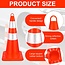 Kanayu 15 Pcs Safety Cones 28 Inch Traffic Cones Orange Collapsible Construction Cone PVC Plastic Roadside Cone with Reflective Collars for Road Safety Parking Drivers Training Hazard Caution