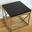 Posh Pollen Westlake Antique Black Finish, Gold Metal Geometric Base, Premium Wood Top end Table