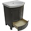 RUNFINE RFVA0069G 24 inch Wide All Wood Modern Gray Vanity with vitreous China top, 2 Doors and 1 Slow Close Arch Drawer
