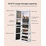 SONGMICS 6 LEDs Lockable Mirror Jewelry Cabinet, 360° Swivel Jewelry Organizer, Standing Jewelry Armoire, Frameless Full-Length Mirror, 3 Storage Shelves, Mother's Day gifts, White Surface UJJC007W01