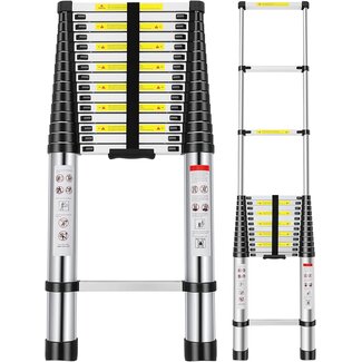 Telescoping Extension Ladder 20.3 FT, Aluminum Alloy Folding Telescopic Ladder with Locking Mechanism, Multi-Purpose Collapsible Ladder for Household Or RV Outdoor Work, Heavy Duty 330 lbs Load