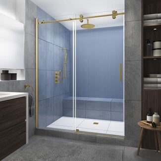 Aston SDR978EZ.UC-BG-6080-R Langham XL Shower Door, Brushed Gold, Clear-Right