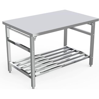 Fashionwu 48 x 24 Inch Stainless Steel Folding Table for Prep & Work, NSF Commercial Heavy-Duty Stainless Steel Kitchen Island with Undershelf for Restaurant and Home