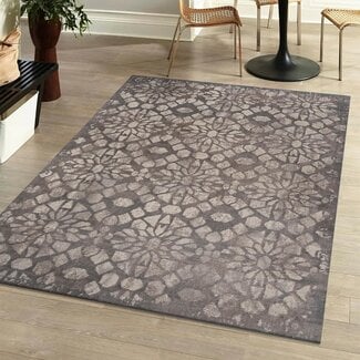 JONATHAN Y MDP405A-5 Roma Ornate Geometric Tile Indoor Area-Rug Vintage Transitional Contemporary Casual Easy-Cleaning Bedroom Kitchen Living Room Non Shedding, 5 X 8, Grey