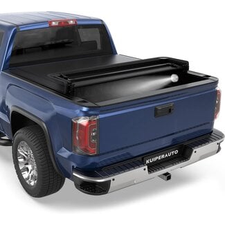 KUIPERAUTO Quad Soft 5.8FT Truck Bed Tonneau Cover Compatible for 2007-2013 Chevy Silverado 1500 /GMC Sierra 1500 Fleetside Short Bed On Top -69.6 Inch