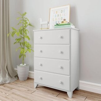 Max & Lily Classic 4-Drawer Wood Dresser, White