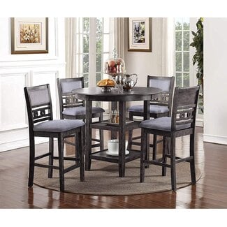 New Classic Furniture Gia 5-Piece Round Counter Height Set with 1 Dining Table and 4 Chairs, 42.25", Gray