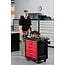 Rubbermaid Commercial Trademaster 5 Drawer Mobile Work Center, 33" L x 20" W x 34" H, Black/Red (FG773488BLA)