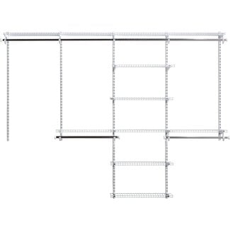 Rubbermaid Configurations Deluxe Closet Kit, White, 4-8 Ft., Wire Shelving Kit with Expandable Shelving and Telescoping Rods, Custom Closet Organization System, Easy Installation