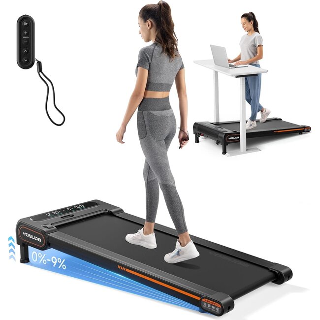 YOSUDA Walking Pad with Auto Incline, Under Desk Treadmills with 350LBS Weight Capacity, 3-Slope Incline and Large LED Display