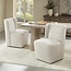 KISLOT Modern Dining Chairs with Casters Upholstered Wingback Single Sofa for Bedroom Waiting Room Kitchen Diningroom, 33.9''H, Linen