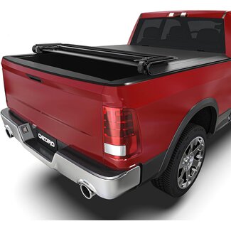 oEdRo Soft Quad Fold Tonneau Cover Four Fold Truck Bed Covers Compatible with 2002-2024 Dodge Ram 1500 ; 2003-2024 Dodge Ram 2500 3500, Fleetside, 6.4' Bed (for Models w/o Ram Box)