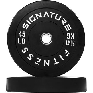 Signature Fitness 2" Olympic Bumper Plate Weight Plates with Steel Hub, 45LB, Pair