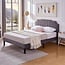 VECELO Twin Size Upholstered Platform Bed Frame with Tufted Adjustable Headboard/Mattress Foundation/Wood Slat Support,Easy Assembly,Dark Grey