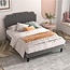 VECELO Twin Size Upholstered Platform Bed Frame with Tufted Adjustable Headboard/Mattress Foundation/Wood Slat Support,Easy Assembly,Dark Grey