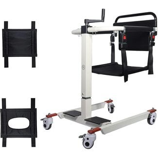 Patient Lift for Home Wheelchair Lift Transfer Chair, Portable Car Lift Bedside Commode Chair Steel Lift Aid, Adjustable Height Bathroom Wheelchair for Caregivers Elderly Living (Without Bedpan)