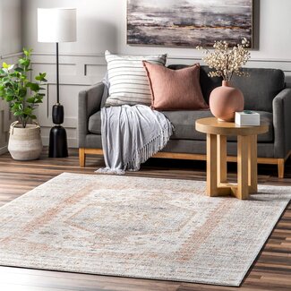 nuLOOM Jacquie Vintage Floral Area Rug - 12x15 Area Rug Transitional Silver/Ivory Rugs for Living Room Bedroom Dining Room Kitchen