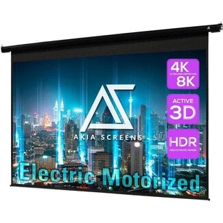 Akia Screens 110 inch Motorized Electric Remote Controlled Drop Down Projector Screen 16:9 8K 4K HD 3D Retractable Ceiling Wall Mount Black Projection Screen Office Home Theater Movie AK-MOTORIZE110H1