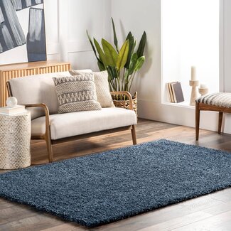 nuLOOM Kara Solid Shag Area Rug - 10x14 Shag Area Rug Casual Blue Rugs for Living Room Bedroom Dining Room Nursery