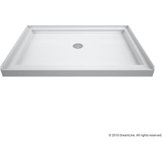 DreamLine SlimLine 34 in. D x 42 in. W x 2 3/4 in. H Center Drain Single Threshold Shower Base in White, DLT-1134420