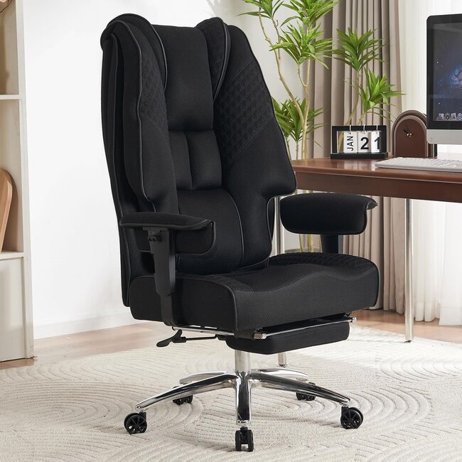 EXCEBET Big and Tall Office Chair 400lbs Wide Seat Mesh High Back Executive Office Chair with Foot Rest Ergonomic Office Chair Lumbar Support for Lower Back Pain Relief Mesh Black Amazing