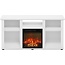 Furinno Jensen Fireplace TV Entertainment Center with Open Storage Compartment for TV up to 55 Inch, Solid White