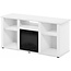 Furinno Jensen Fireplace TV Entertainment Center with Open Storage Compartment for TV up to 55 Inch, Solid White