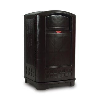 Rubbermaid Commercial Products Plaza Trash Can with Swing Doors, 50-Gallon, Black, Large Outdoor Wastebasket for Stadiums/Malls/Airports/Office Buildings/Schools