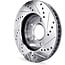 R1 Concepts Front Rear Silver Drilled and Slotted Brake Rotors with Ceramic Pads and Hardware Kit Compatible For 2015-2020 Mercedes-Benz C300, C350e, C400