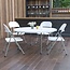 Flash Furniture 5-Foot Round Bi-Fold White Plastic Folding Table with Carrying Handle