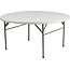 Flash Furniture 5-Foot Round Bi-Fold White Plastic Folding Table with Carrying Handle