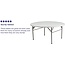 Flash Furniture 5-Foot Round Bi-Fold White Plastic Folding Table with Carrying Handle