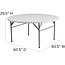 Flash Furniture 5-Foot Round Bi-Fold White Plastic Folding Table with Carrying Handle