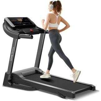 UMAY Fitness Home Folding 3 Level Incline Treadmill with Pulse Sensors, 3.0 HP Quiet Brushless, 8.7 MPH, 300 lbs Capacity, Black