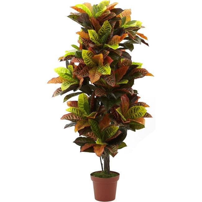 Nearly Natural 56in. Croton Plant (Real Touch)