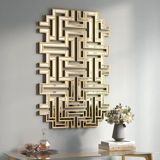 KOHROS Gold Decorative Wall Mirrors - Wooden Modern for Hallway, Living Room, Bedroom, Entryway 31.1"x47.2"