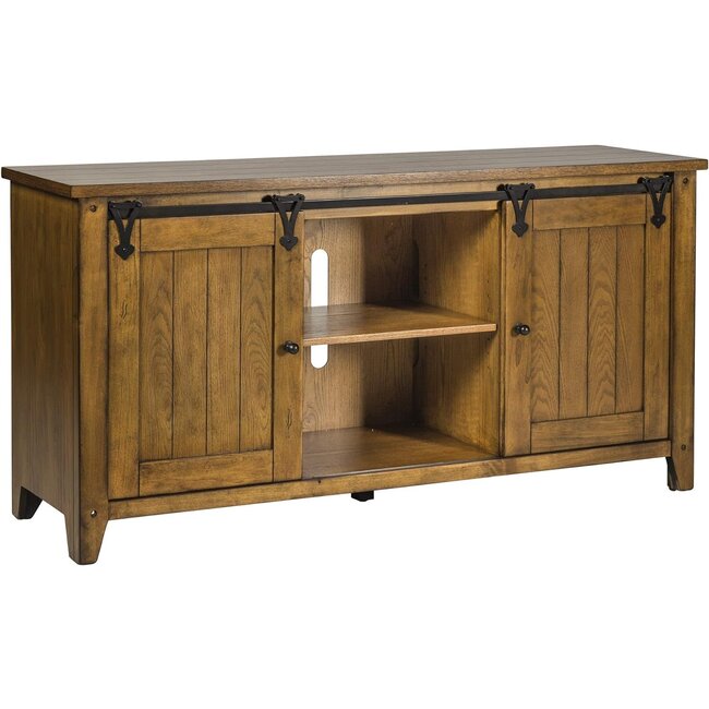 Liberty Furniture INDUSTRIES Lake House TV Console, W60 x D18 x H30, Oak Brown