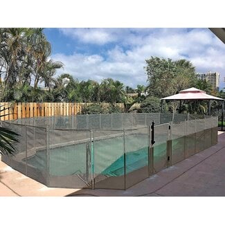 WaterWarden Pool Fence 5â€™ x 12â€™, Movable / Removable Child Safety Pool Fencing, Easy DIY Installation with Hardware, 5 Foot Inground Swimming Pool Fence to Protect Kids and Dogs, Grey Mesh, (48" H)