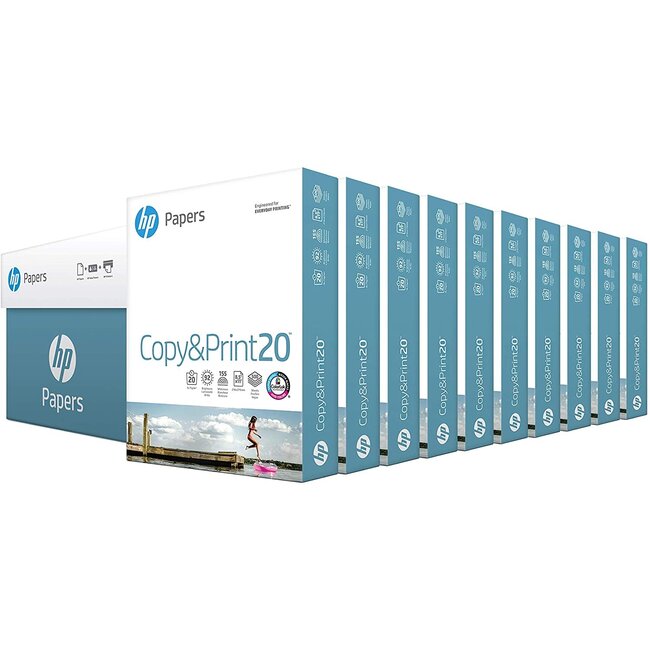 HP Printer Paper 8.5x11 Copy&Print 20 lb 10 Ream Case 5000 Sheets 92 Bright Made in USA FSC Certified Copy Paper HP Compatible 200060C