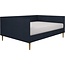 DHP Franklin Mid Century Upholstered, Full Size, Navy Linen Daybed, Blue