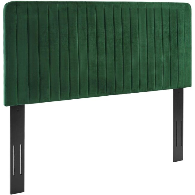 Modway Milenna Channel Tufted Performance Velvet Headboard, Full/Queen, Emerald