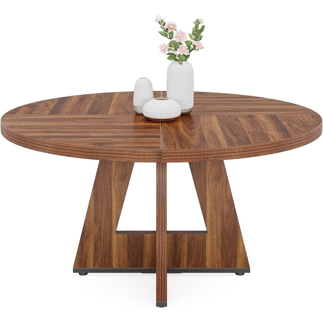 LITTLE TREE 47 Inch Farmhouse Round Dining Table for 4,Kitchen Small Dinner Table,Wood Dinning Table for Kitchen Dining Room,Living Room