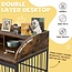 CATCHLUCK 38'' Heavy Duty Dog Crate Furniture for Medium Dog with Lockable Wheels, Wooden Dog Crate Dog Kennel, End Table Crate with Double Layer Storage, Brown