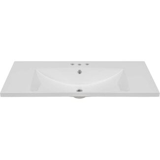 36" Bathroom Vanity Top Only, Drop-in Ceramic Sink with Pre-drilled 3 Holes and Overflow Hole